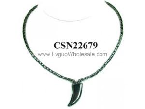 Hematite Stone Claw Pendant Beads Chain Choker Fashion Women Necklace